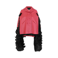 Maison Margiela Faux Fur Trimmed Leather Cape Jacket