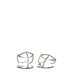Miu Miu Gray Leather Flip-Flop Sandal