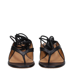 Off-White Black Leather Flip-Flop Sandal