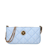 Versace Light Blue Fabric Shoulder Bag