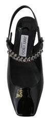 Elegantes zapatos planos negros de charol con detalles de cristal de Jimmy Choo