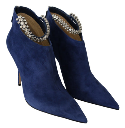 Botas de tacón con tiras de cristal azul Pop de Jimmy Choo
