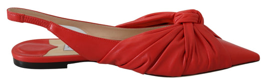 Jimmy Choo Chic - Zapatos planos de cuero con punta roja