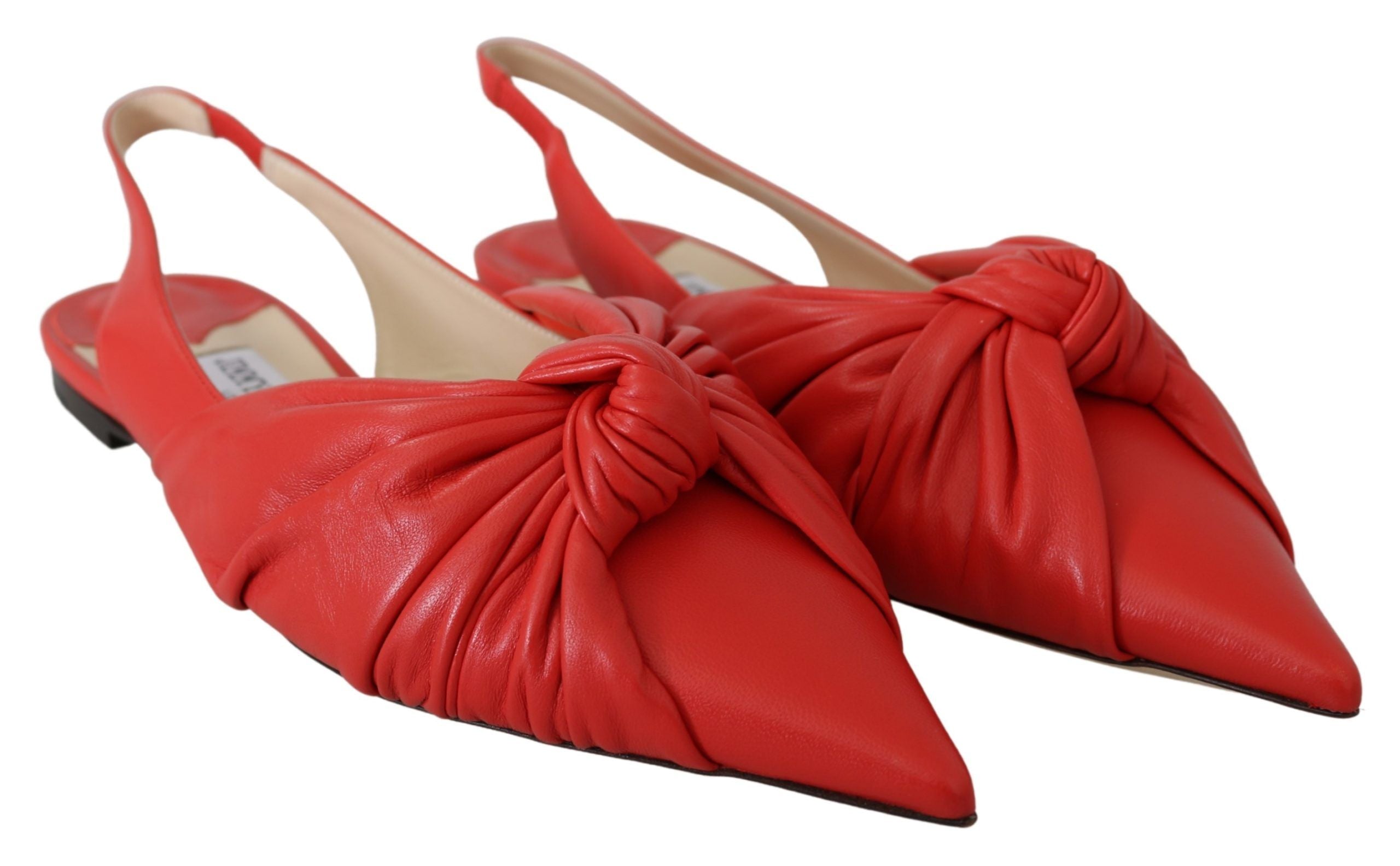 Jimmy Choo Chic - Zapatos planos de cuero con punta roja