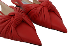 Jimmy Choo Chic - Zapatos planos de cuero con punta roja