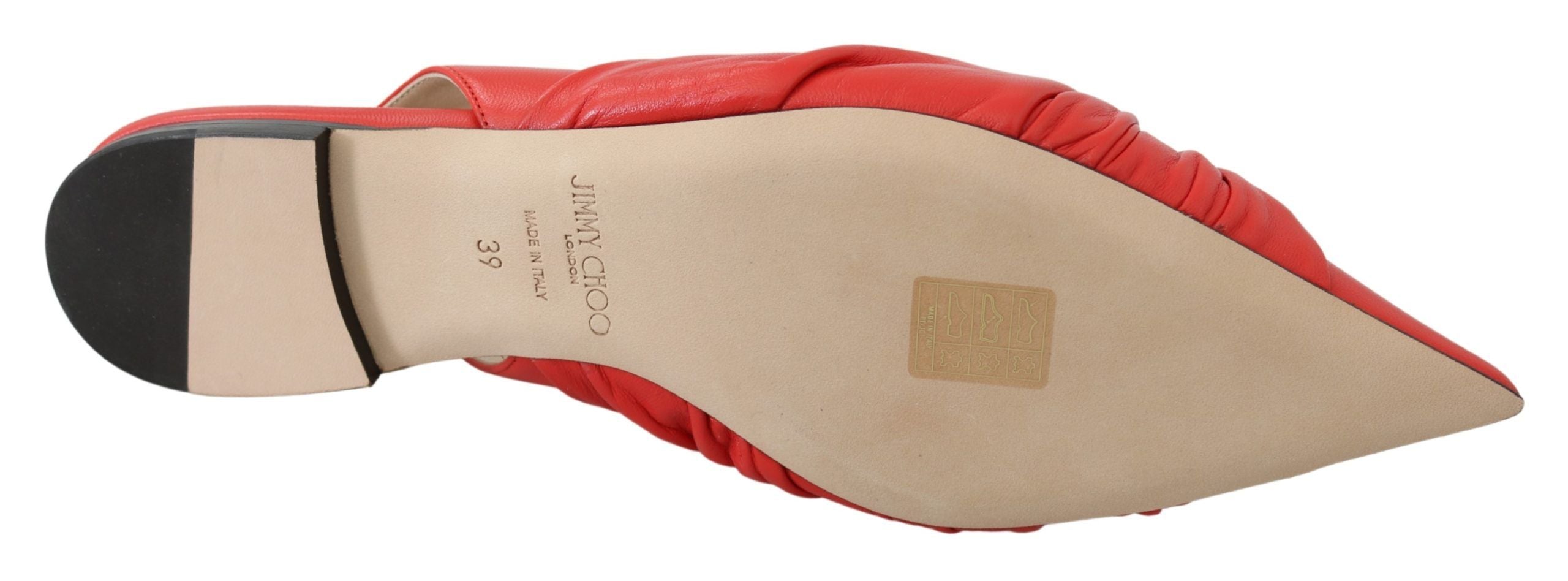 Jimmy Choo Chic - Zapatos planos de cuero con punta roja
