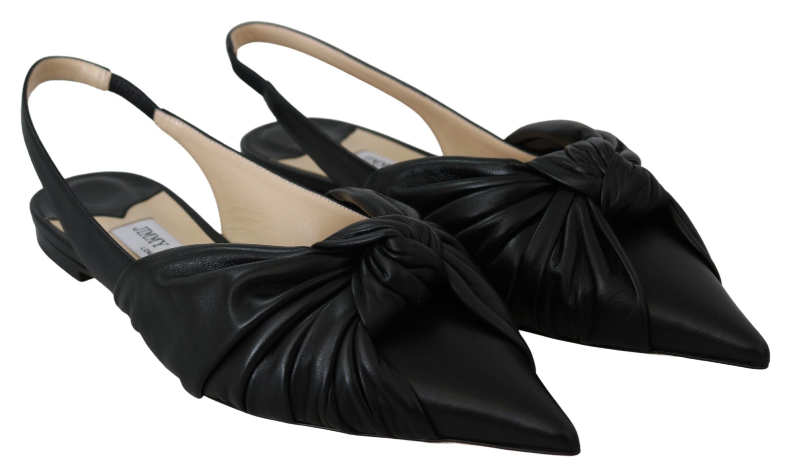 Elegantes zapatos planos de cuero con punta puntiaguda de Jimmy Choo