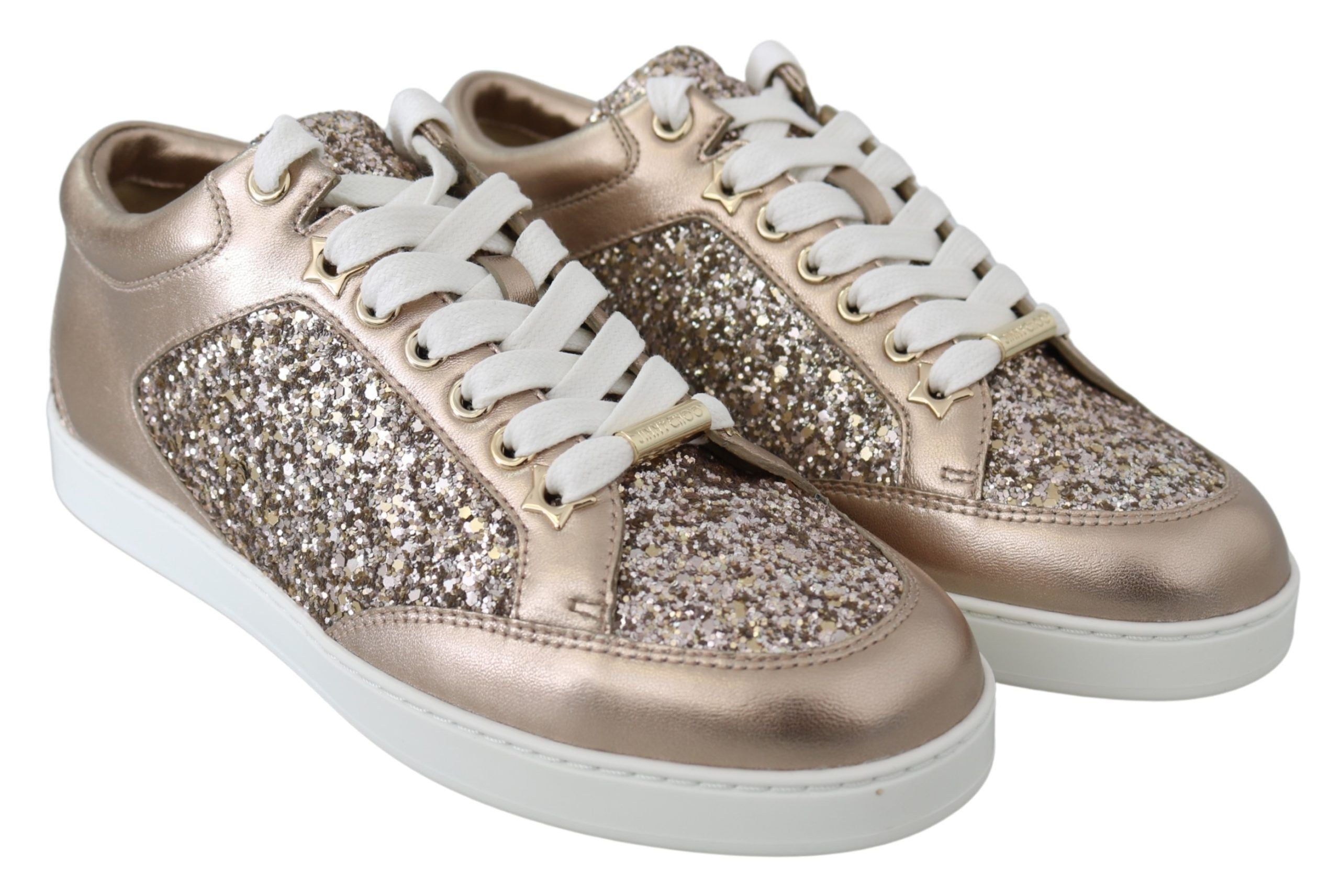 Zapatillas Jimmy Choo Ballet de cuero rosa con purpurina