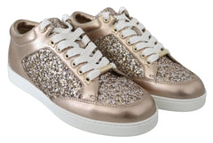 Zapatillas Jimmy Choo Ballet de cuero rosa con purpurina