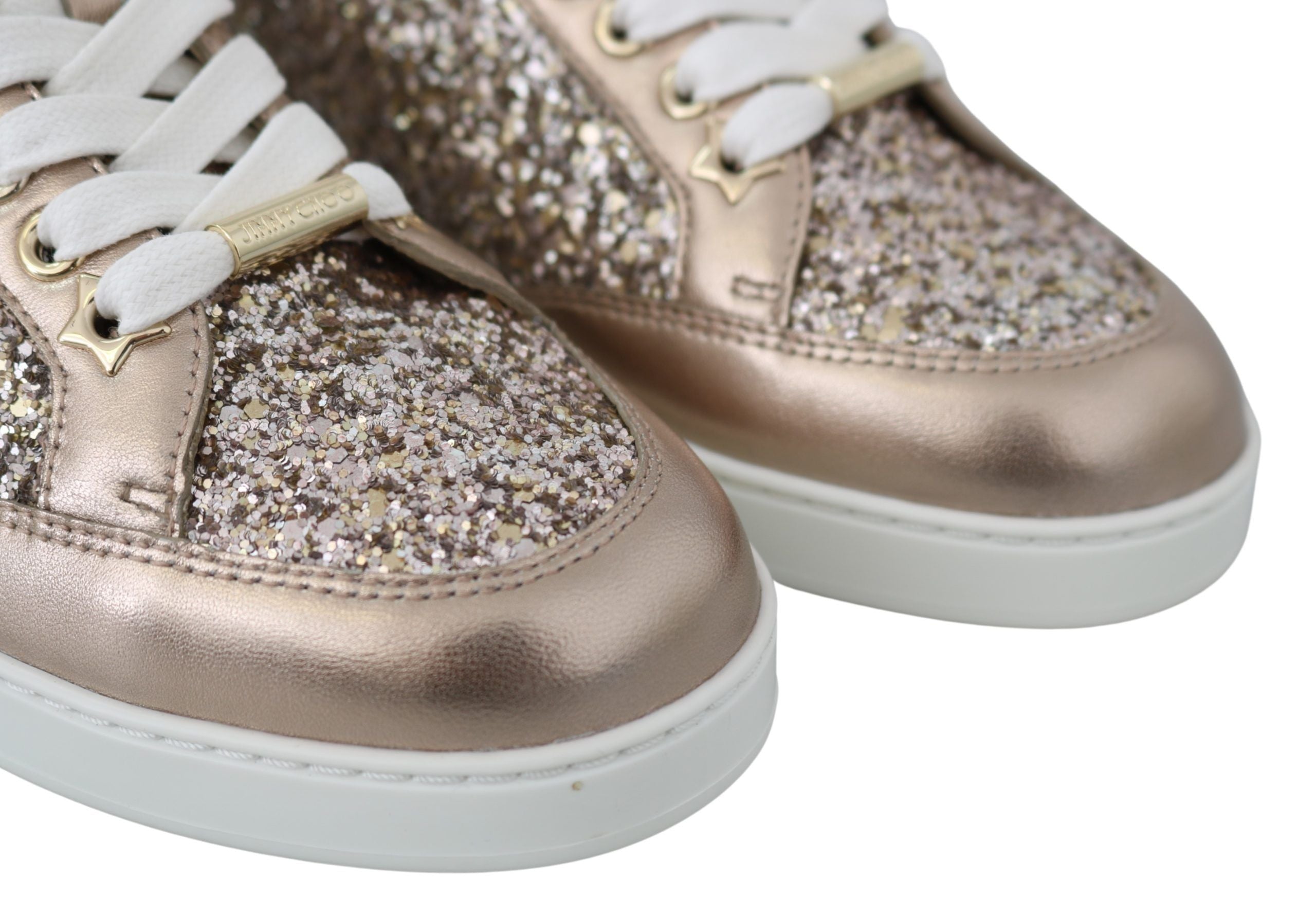 Zapatillas Jimmy Choo Ballet de cuero rosa con purpurina
