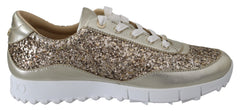 Zapatillas deportivas de piel con purpurina dorada antigua de Jimmy Choo