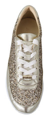 Zapatillas deportivas de piel con purpurina dorada antigua de Jimmy Choo