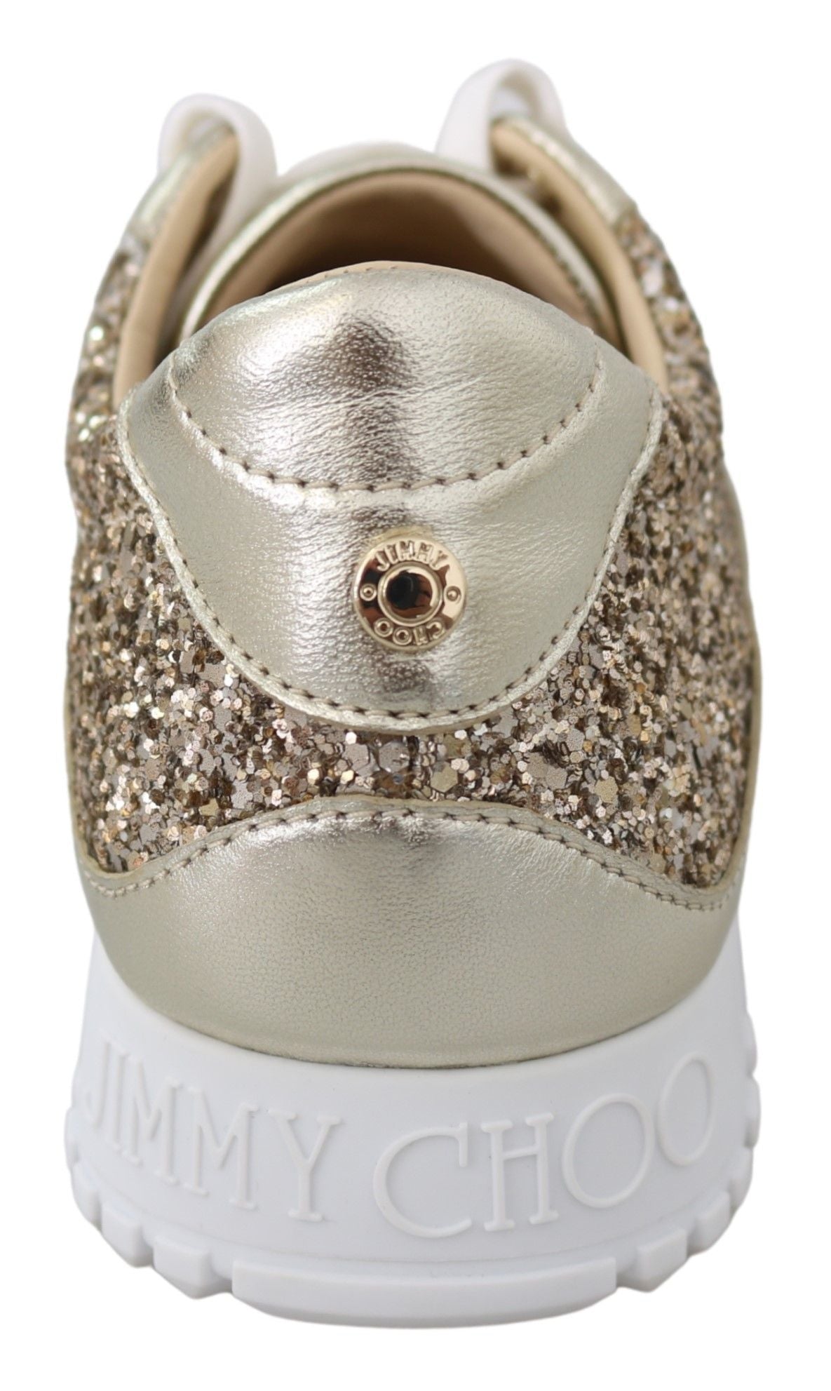 Zapatillas deportivas de piel con purpurina dorada antigua de Jimmy Choo