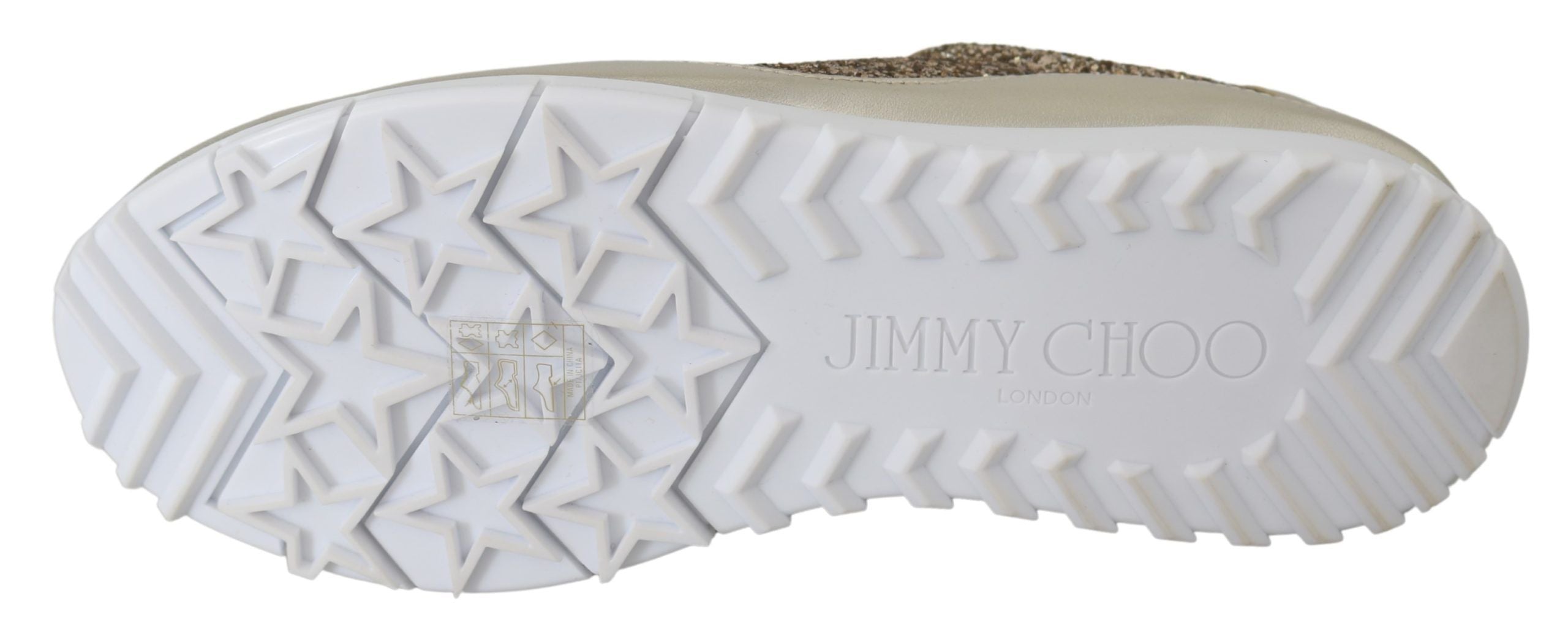 Zapatillas deportivas de piel con purpurina dorada antigua de Jimmy Choo