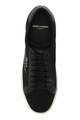 Zapatillas bajas elegantes de lona y cuero negro de Saint Laurent
