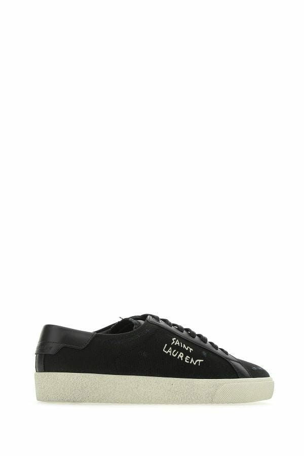 Zapatillas bajas elegantes de lona y cuero negro de Saint Laurent