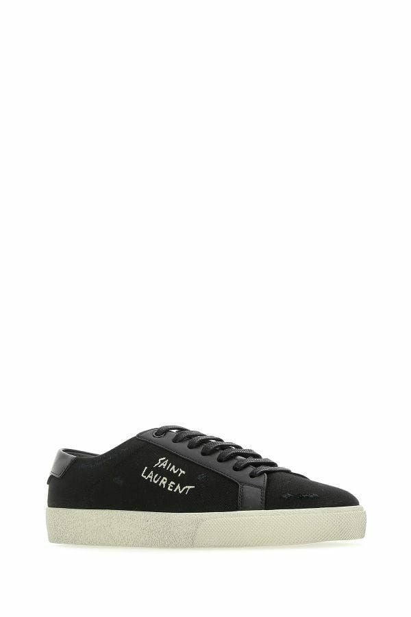 Zapatillas bajas elegantes de lona y cuero negro de Saint Laurent