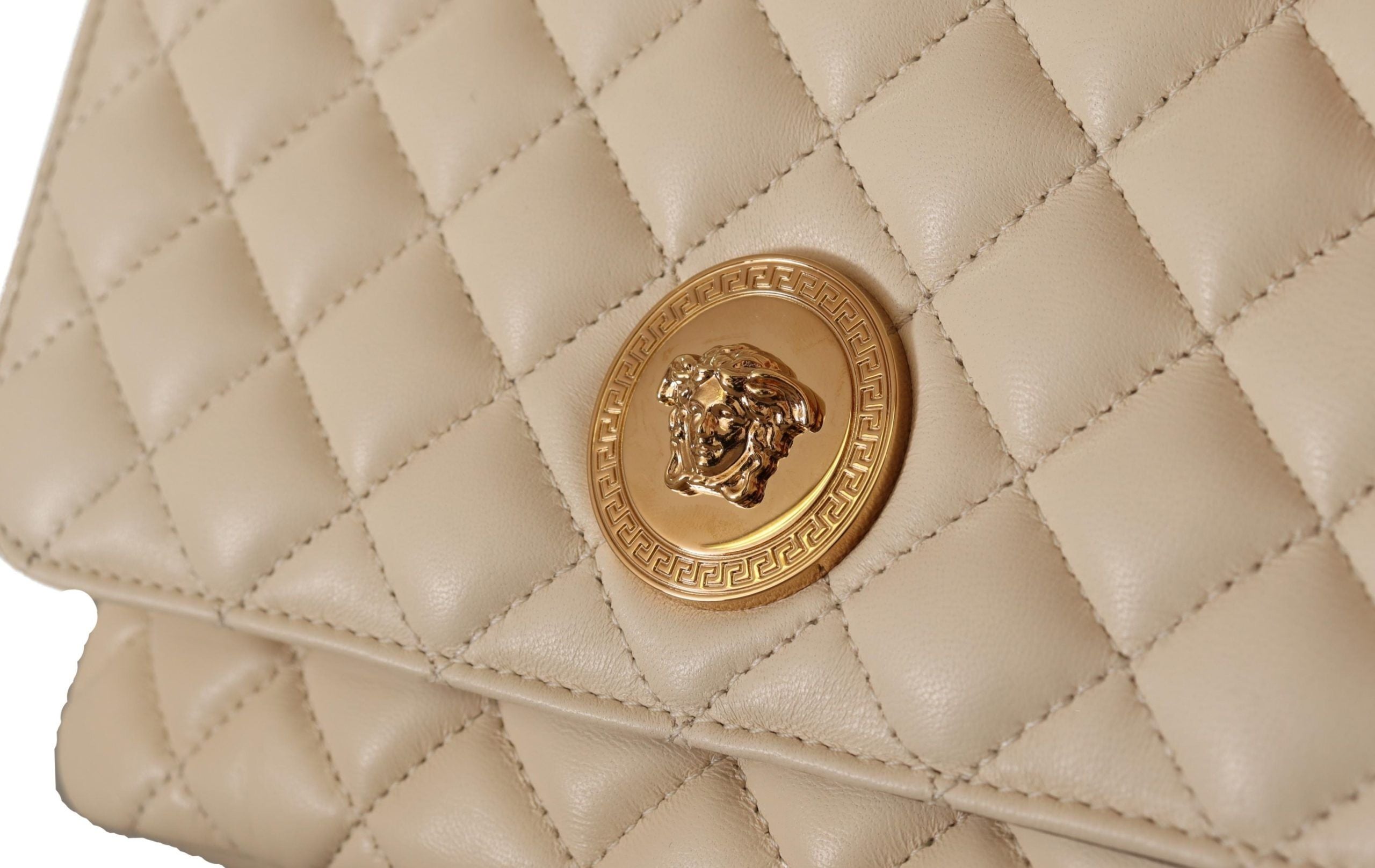 Elegante bolso de hombro de piel napa blanca de Versace