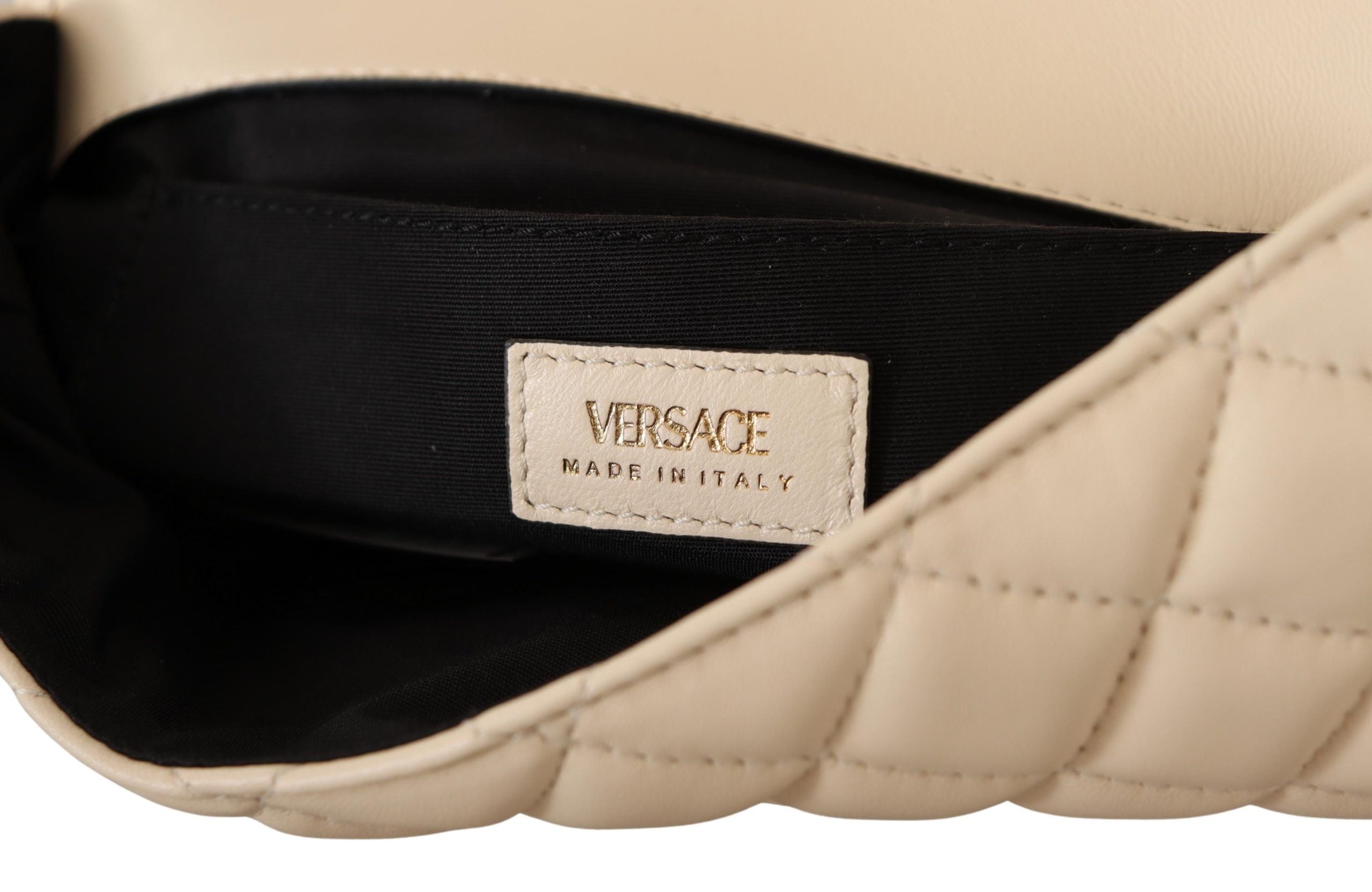 Elegante bolso de hombro de piel napa blanca de Versace