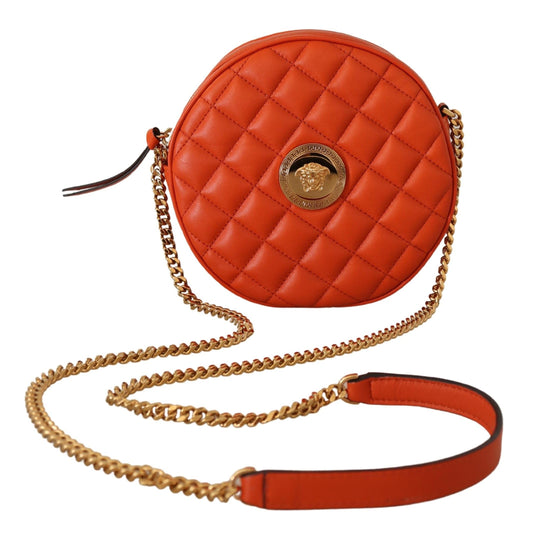 Bolso bandolera elegante de piel napa redondo de Versace