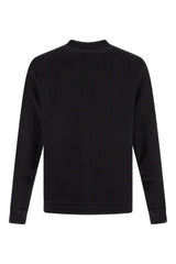 Sudadera elegante de algodón negro con cuello redondo de Hugo Boss