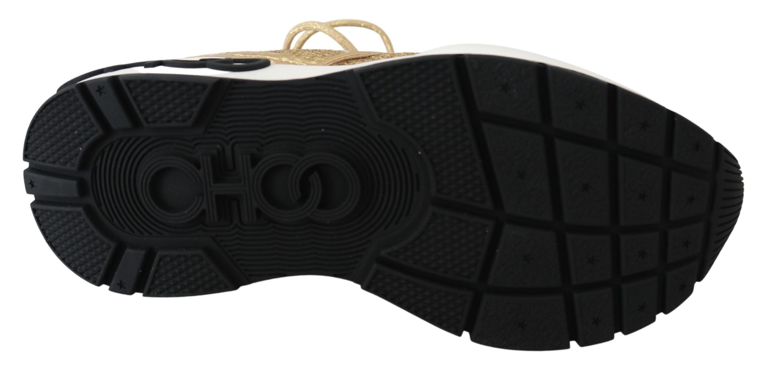 Zapatillas deportivas de malla de cuero Jimmy Choo Golden Glamour