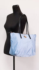 Bolso tote mediano Portuna Medusa de Versace en piel de nailon azul aciano