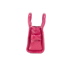 Bolso bandolera Marc Jacobs The Shiny Crinkle Micro Tote de piel color magenta