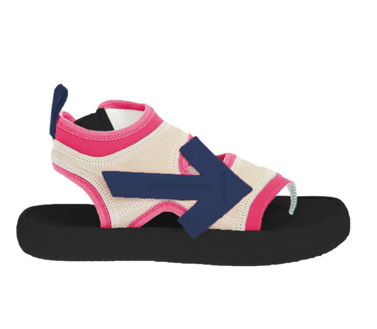 Sandalias de neopreno de ante fucsia en color blanco roto