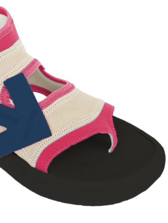 Sandalias de neopreno de ante fucsia en color blanco roto