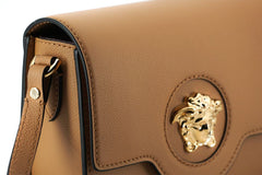 Elegante bolso de hombro Versace de piel de becerro en marrón