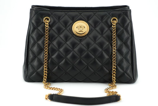 Elegante bolso tote de piel napa acolchada de Versace