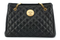 Elegante bolso tote de piel napa acolchada de Versace