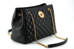 Elegante bolso tote de piel napa acolchada de Versace