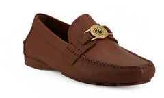 Mocasines elegantes de piel con relieve de Medusa de Versace