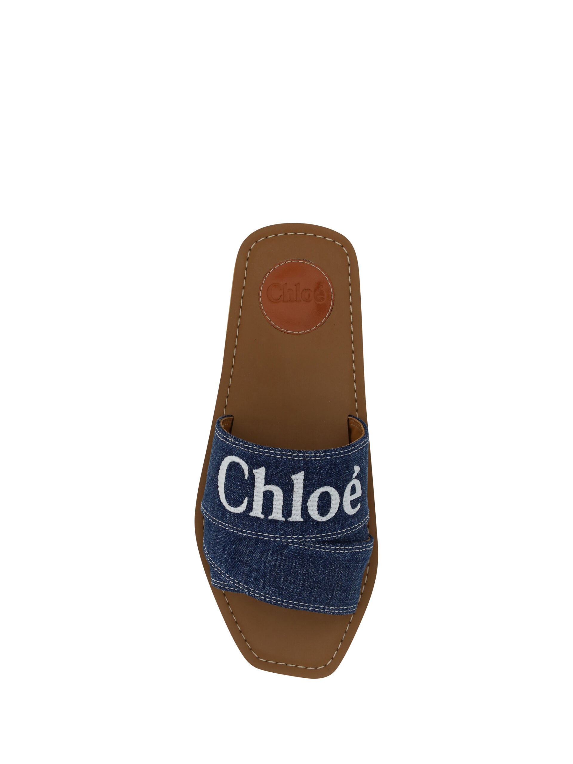 Sandalias Chloé Suntuosas Woody de Algodón en Azul Denim