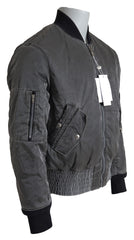 MM6 Maison Margiela Elegante Chaqueta Bomber Gris con Cierre de Cremallera Completa