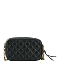 Bolso bandolera pequeño y elegante de piel negra de Versace