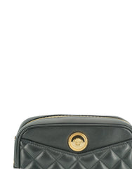 Bolso bandolera pequeño y elegante de piel negra de Versace