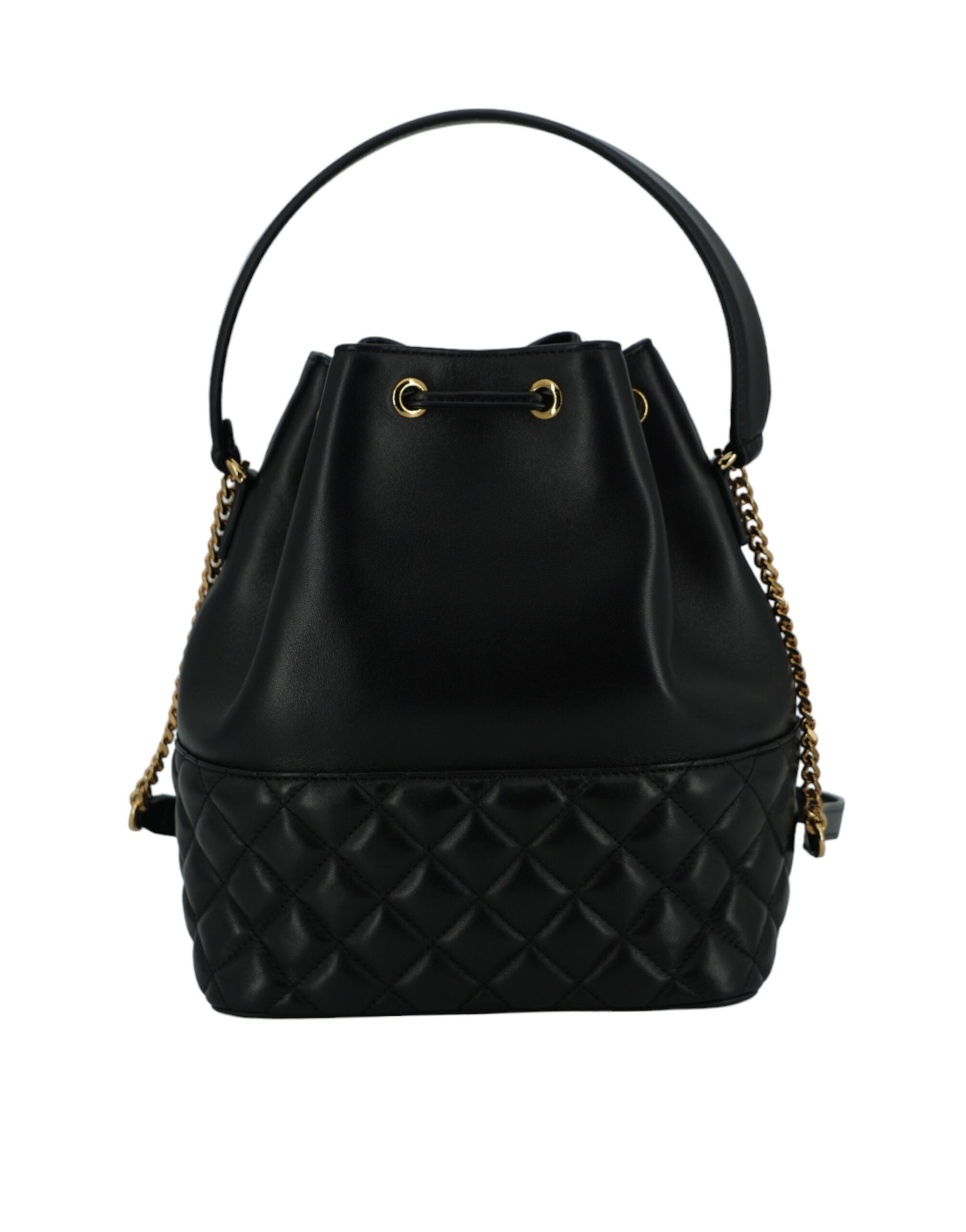 Elegante bolso de hombro tipo cubo con Medusa de cuero negro de Versace