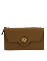 Cartera elegante de piel de becerro de Versace con el logotipo de Medusa