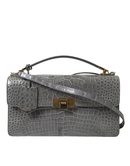 Bolso de hombro mediano de piel de caimán de Balenciaga