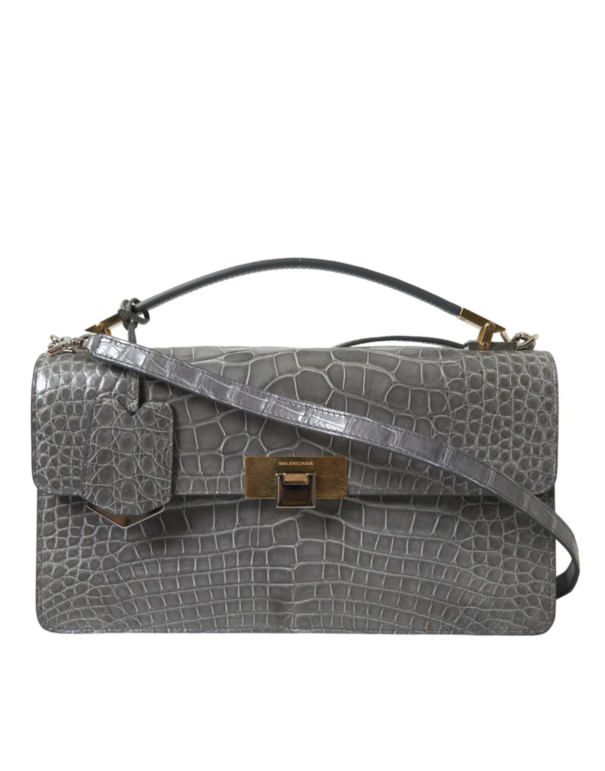 Bolso de hombro mediano de piel de caimán de Balenciaga
