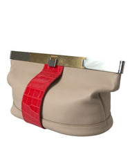 Clutch Balenciaga de piel exótica en dos tonos