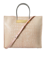 Bolso tote elegante de piel de caimán rosa de Balenciaga