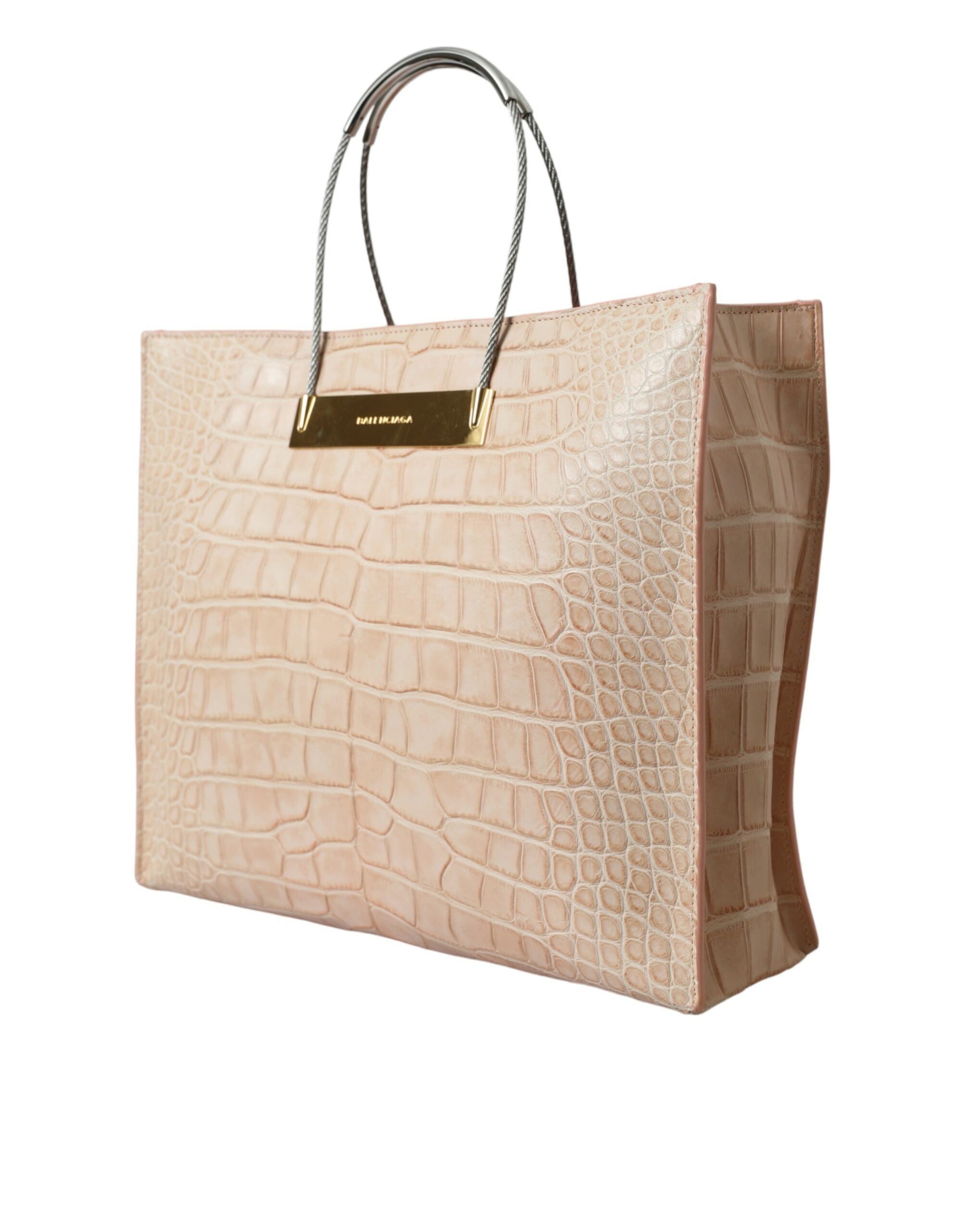 Bolso tote elegante de piel de caimán rosa de Balenciaga