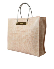 Bolso tote elegante de piel de caimán rosa de Balenciaga