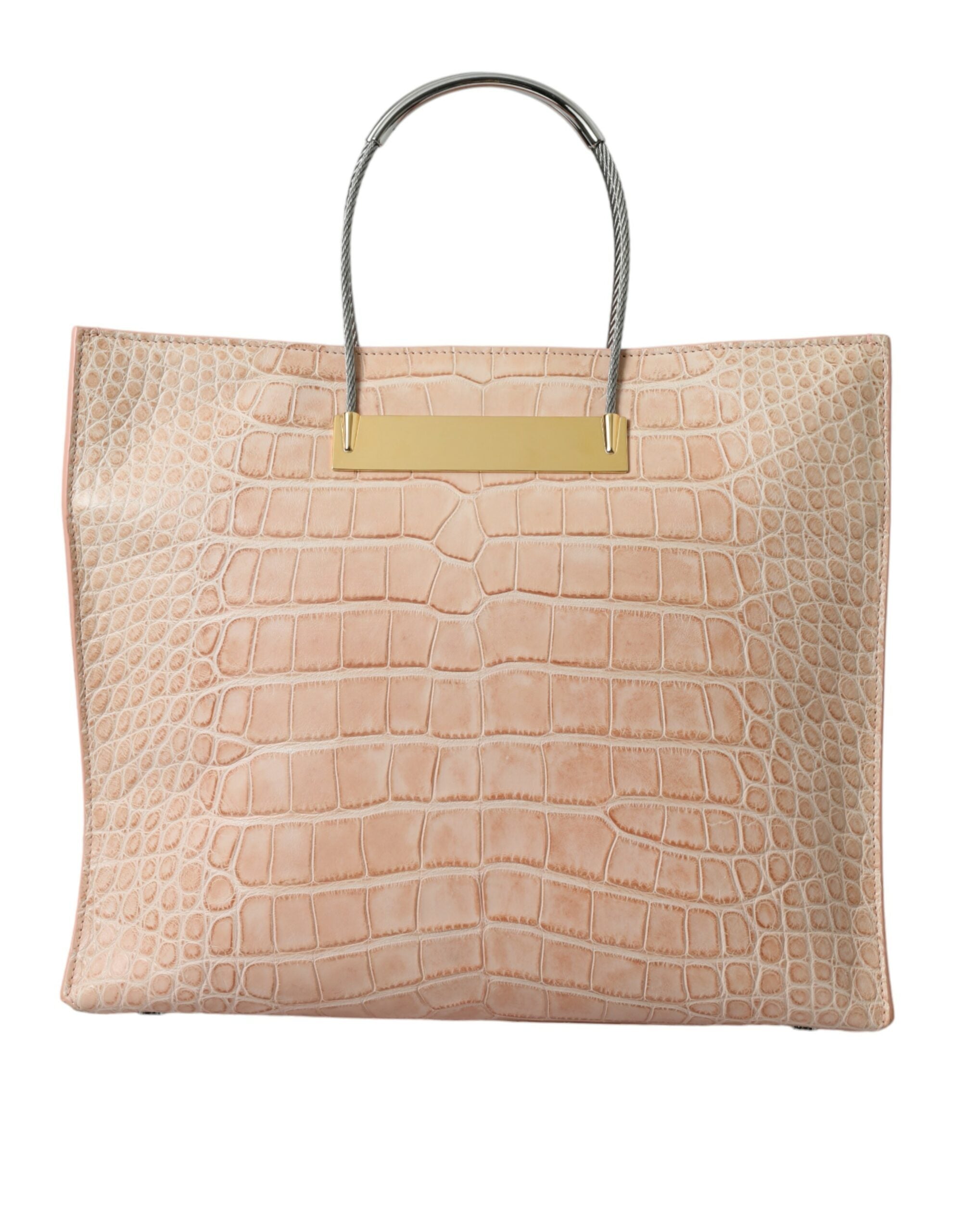 Bolso tote elegante de piel de caimán rosa de Balenciaga