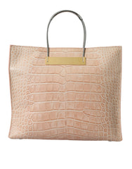 Bolso tote elegante de piel de caimán rosa de Balenciaga