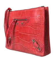 Clutch Balenciaga de piel de aligátor roja exótica